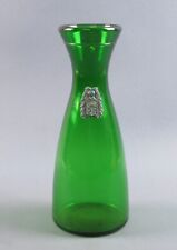 Caraffa vetro da osteria per vino sfuso verde con stemma vintage anni ‘70