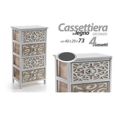 MOBILE CASSETTIERA 4 CASSETTI DECORATI IN LEGNO BICOLORE 40 X 29 X 73 CM 788208