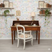 Scrivania Antica Noce Pelle