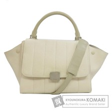 Borsa a mano Celine Trapezio 2W in tela bianca da donna condizioni AB+