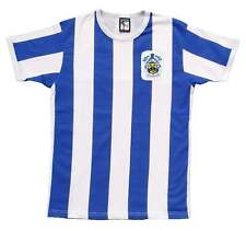 T-shirt Huddersfield Town anni 50 retro calcio righe ricamato stemma S-2XL