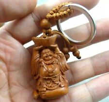 Portachiavi Legno Auto Pendente Buddha Monaco Tridimensionale Incisione Amuleto