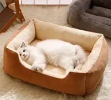 Cuccia Letto Caldo Per Cani e Gatti Colore Marrone/Bianco 70x50