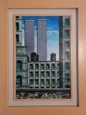 TOWERS dipinto 40x60 olio su tela di Tonino CAPUTO 1988 quadro in cornice