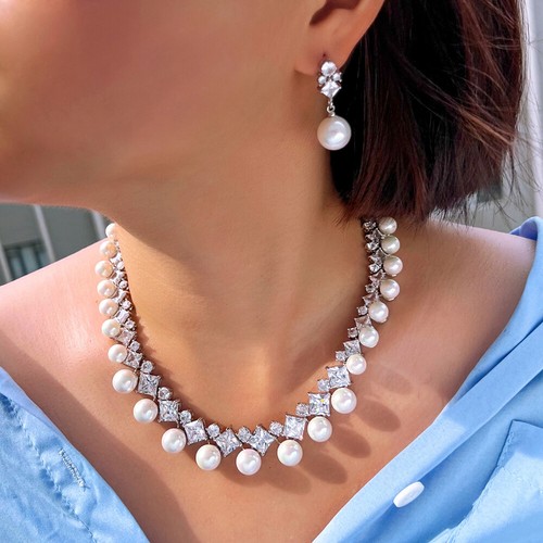 Collana tennis perle placcate