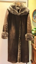 Cappotto Lungo Vintage Lusso 80s In Montone Naturale E Pelliccia Elegante