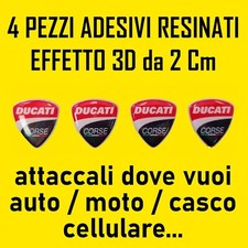 4 ADESIVI da 2 cm RESINATO DUCATI CORSE ADESIVO EFFETTO 3D auto moto targa casco
