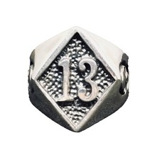 Anello Chunky Teschio Lucky 13 In Argento 925 Metal Biker Gotico Punk