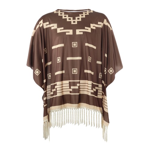 Costume poncho western marrone - western,