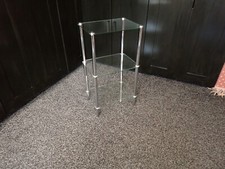 TAVOLINO ALTO IN VETRO E INOX