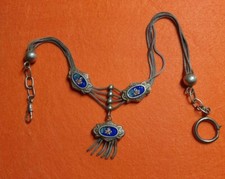 ANTICA CATENA DA OROLOGIO DA TASCA IN ARGENTO E SMALTI - STUPENDA