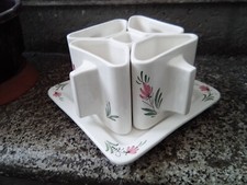 Centrotavola Santucci DERUTA, vassoio + vaso quadrato + 4 boccali base trapezio