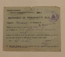 RSI Biglietto Servizio Di Traghetti Sul Po 1945