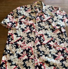 Camicia uomo vintage Campia Moda floreale hawaiana taglia S/S XLarge nero cotone marrone