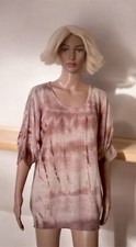 Maglione donna Pink Fiorella rubino lana Collo A V Smanicato Oversize taglia XS 