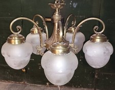 LAMPADARIO OTTONE E VETRO