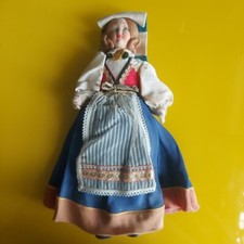 VECCHIA BAMBOLA REGIONALE PANNO FELTRO TIPO LENCI DIPINTA E CUCITA A MANO ROSY