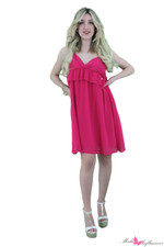 Abito donna elegante fuxia taglia 46 con brtelle sottili stile impero