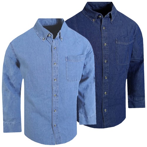Camicia denim blu cotone - , uomo
