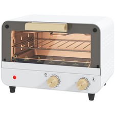 HOMCOM Mini Forno 12L con Timer e Temperatura Regolabile Bianco e Oro