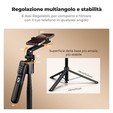 K&F Concept Bastone Selfie 180CM,  Seguimento AI 360°, Pieghevole