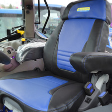 New Holland Trattore su Misura Nero/Blu Similpelle Sedile Cover Per Grammer