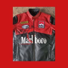 Giacca pelle uomo Marlboro vintage rara giacca pelle moto motociclista corsa