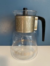 Caffettiera vintage in vetro 8 tazze oro stelle atomiche con coperchio marca Cory