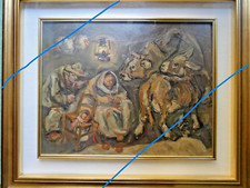 Tancredi Muchetti  pittore Brescia  scena famigliare