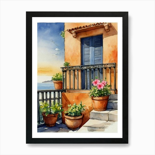 Balcone con fiori - in, vaso