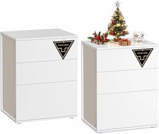 Set 2 Comodini Bianchi con 3