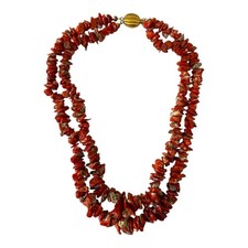 Collana 2 Fili Corallo Rosso