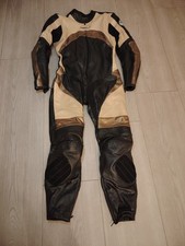 Tuta moto in pelle vintage per raduni color oro beige marrone