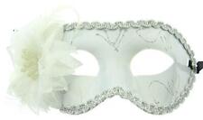 Maschera Veneziana Carnevale Glitter Piuma Fiore Tessuto Spettacolo L.30009
