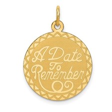 14k Yellow Gold A DATE TO REMEMBER Disc Charm