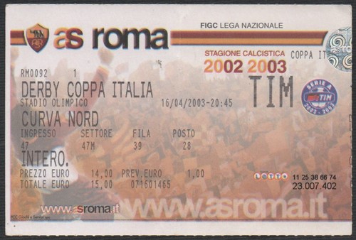 Biglietto stadio ticket roma - stadio,