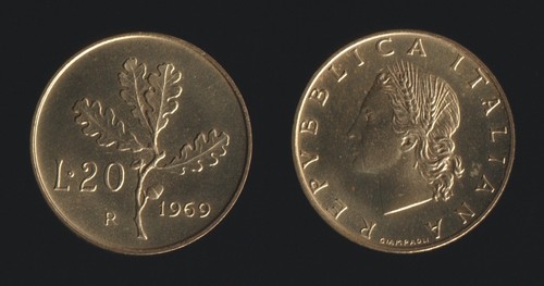 Lire 1969 ramo quercia - 20,