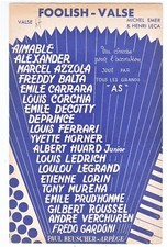 Spartito MICHEL EMER Foolish valse HENRI LECA - 1953 Fisarmonica