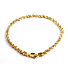 Bracciale a treccia sottile in oro massiccio 18k torchon vintage anni '80 Italia
