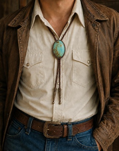 Cravatta western cowboy pelle