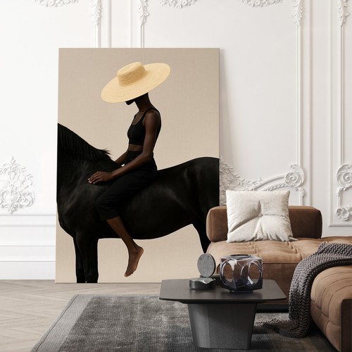 Donna nera cavallo arte - donna,