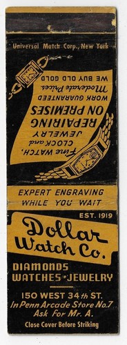 Vintage matchbook cover dollar - cover,