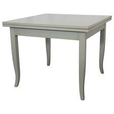 TAVOLO IN LEGNO ALLUNGABILE A LIBRO SHABBY CHIC LACCATO GRIGIO ANTICATO