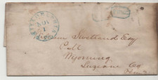 Stamps USA, Pre-philatelic mark PHILADELPHIA 1842 in blue color