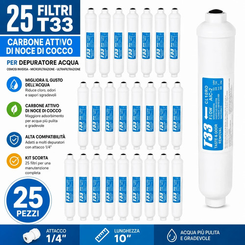 Filtri t33 carbone attivo - 25,