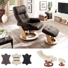 MCA Poltrona Relax Montreal, Poltrona TV Sgabello, Vera Pelle 130kg Resistente 64022