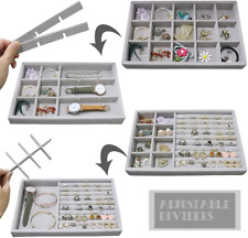 4 Vassoi per Conservare E Presentare Gioielli Orecchini Collane Anelli, Grigio