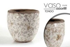 VASO ANTICATO VINTAGE RETRò CACHEPOT BASSO CENTROTAVOLA RUSTICO ORGANZA 20*19CM
