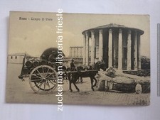 cartolina  ROMA TEMPIO DI VESTA cavalli carrozza merci antica