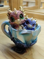 DRAGON DRAGONS DRAGO DRAKEN GOTICO GOTHIC ROSSO E BLUE DENTRO TAZZA NO LES ALPES